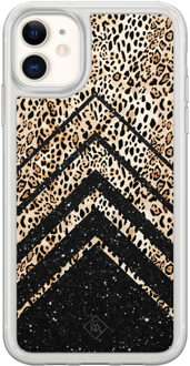 Casimoda iPhone 11 hybride hoesje - Chevron luipaard Bruin/beige