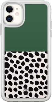 Casimoda iPhone 11 hybride hoesje - Green polka Groen