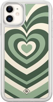 Casimoda iPhone 11 hybride hoesje - Groen hart swirl