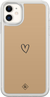 Casimoda iPhone 11 hybride hoesje - Hart bruin Bruin/beige