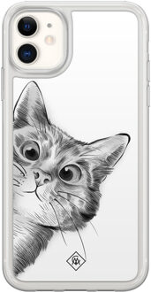 Casimoda iPhone 11 hybride hoesje - Kat kiekeboe Wit