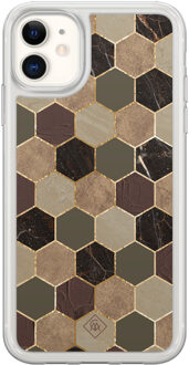 Casimoda iPhone 11 hybride hoesje - Kubus groen bruin Bruin/beige
