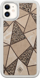 Casimoda iPhone 11 hybride hoesje - Leopard abstract Bruin/beige