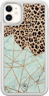Casimoda iPhone 11 hybride hoesje - Luipaard marmer mint