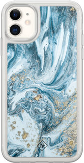 Casimoda iPhone 11 hybride hoesje - Marble sea Blauw