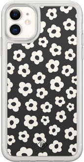 Casimoda iPhone 11 hybride hoesje - Retro bloempjes Zwart