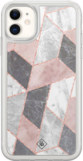 Casimoda iPhone 11 hybride hoesje - Stone grid Roze