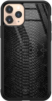 Casimoda iPhone 11 Pro glazen hardcase - Black snake Zwart