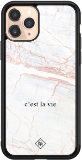 Casimoda iPhone 11 Pro glazen hardcase - C'est la vie Bruin/beige