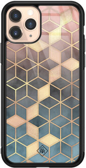 Casimoda iPhone 11 Pro glazen hardcase - Cubes art Multi