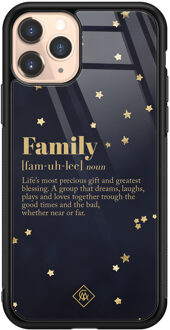 Casimoda iPhone 11 Pro glazen hardcase - Family is everything Zwart