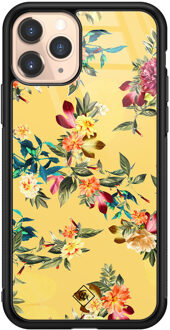 Casimoda iPhone 11 Pro glazen hardcase - Florals for days Geel