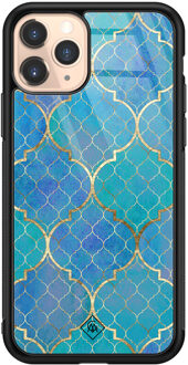 Casimoda iPhone 11 Pro glazen hardcase - Geometrisch blauw
