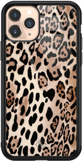 Casimoda iPhone 11 Pro glazen hardcase - Golden wildcat Goudkleurig