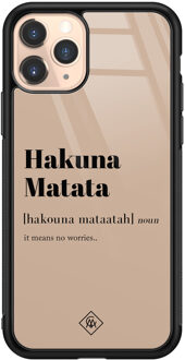 Casimoda iPhone 11 Pro glazen hardcase - Hakuna Matata Bruin/beige
