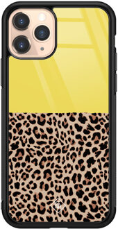 Casimoda iPhone 11 Pro glazen hardcase - Luipaard geel