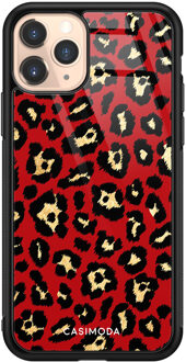 Casimoda iPhone 11 Pro glazen hardcase - Luipaard rood