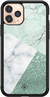 Casimoda iPhone 11 Pro glazen hardcase - Minty marmer collage
