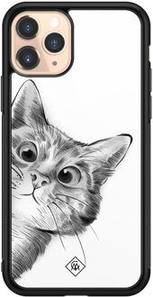 Casimoda iPhone 11 Pro glazen hardcase - Peekaboo Wit
