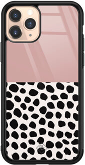 Casimoda iPhone 11 Pro glazen hardcase - Pink dots Roze
