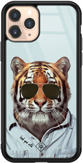 Casimoda iPhone 11 Pro glazen hardcase - Tijger wild Blauw