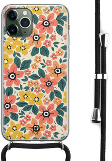 Casimoda iPhone 11 Pro hoesje met koord - Crossbody - Blossom Multi