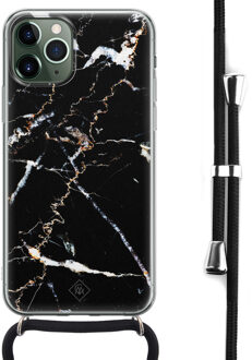 Casimoda iPhone 11 Pro hoesje met koord - Crossbody - Marmer zwart