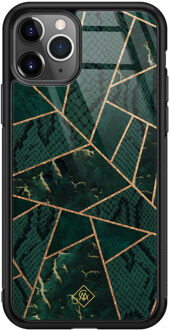 Casimoda iPhone 11 Pro Max glazen hardcase - Abstract groen