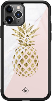 Casimoda iPhone 11 Pro Max glazen hardcase - Ananas Roze