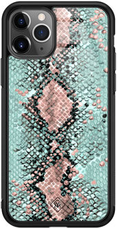 Casimoda iPhone 11 Pro Max glazen hardcase - Baby snake Mint