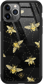 Casimoda iPhone 11 Pro Max glazen hardcase - Bee yourself Zwart