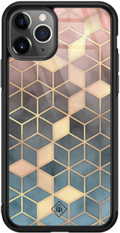 Casimoda iPhone 11 Pro Max glazen hardcase - Cubes art Multi