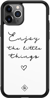 Casimoda iPhone 11 Pro Max glazen hardcase - Enjoy life Wit
