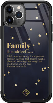 Casimoda iPhone 11 Pro Max glazen hardcase - Family is everything Zwart