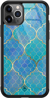 Casimoda iPhone 11 Pro Max glazen hardcase - Geometrisch blauw