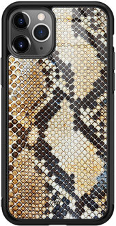 Casimoda iPhone 11 Pro Max glazen hardcase - Golden snake Goudkleurig