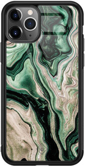 Casimoda iPhone 11 Pro Max glazen hardcase - Green waves Groen