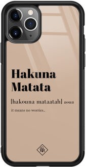 Casimoda iPhone 11 Pro Max glazen hardcase - Hakuna Matata Bruin/beige
