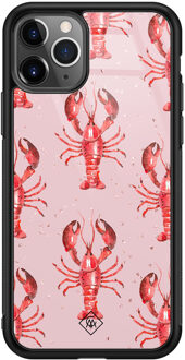 Casimoda iPhone 11 Pro Max glazen hardcase - Lobster all the way Roze