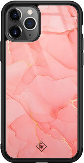 Casimoda iPhone 11 Pro Max glazen hardcase - Marmer roze