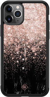 Casimoda iPhone 11 Pro Max glazen hardcase - Marmer twist Rosekleurig