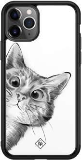Casimoda iPhone 11 Pro Max glazen hardcase - Peekaboo Wit