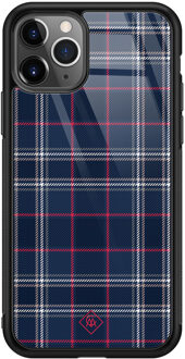 Casimoda iPhone 11 Pro Max glazen hardcase - Tartan blauw