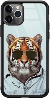 Casimoda iPhone 11 Pro Max glazen hardcase - Tijger wild Blauw