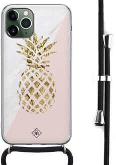 Casimoda iPhone 11 Pro Max hoesje met koord - Crossbody - Ananas Roze