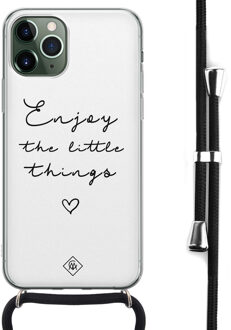 Casimoda iPhone 11 Pro Max hoesje met koord - Crossbody - Enjoy life Wit