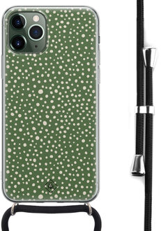 Casimoda iPhone 11 Pro Max hoesje met koord - Crossbody - Green dots Groen