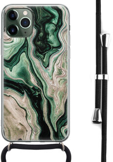 Casimoda iPhone 11 Pro Max hoesje met koord - Crossbody - Green waves Groen
