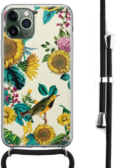 Casimoda iPhone 11 Pro Max hoesje met koord - Crossbody - Sunflowers Geel