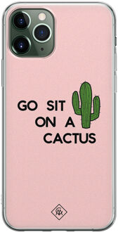 Casimoda iPhone 11 Pro Max siliconen hoesje - Go sit on a cactus Roze